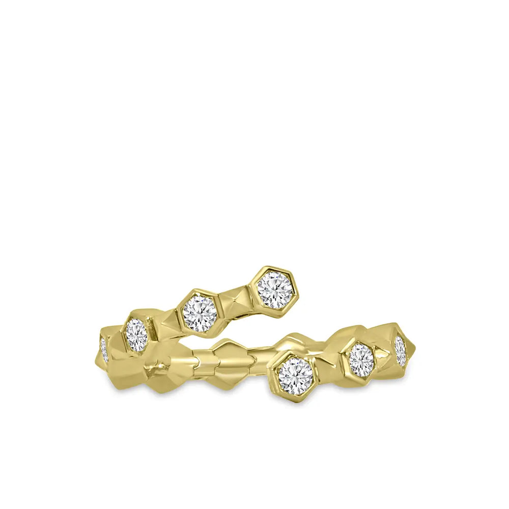 Anillo clásico de diamantes con envoltura de resorte de 1,00 quilates y 4 puntas de 14 quilates