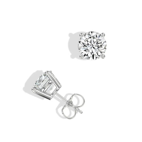 Aretes clásicos de 4 puntas y 2,50 quilates con presión en oro de 14 quilates