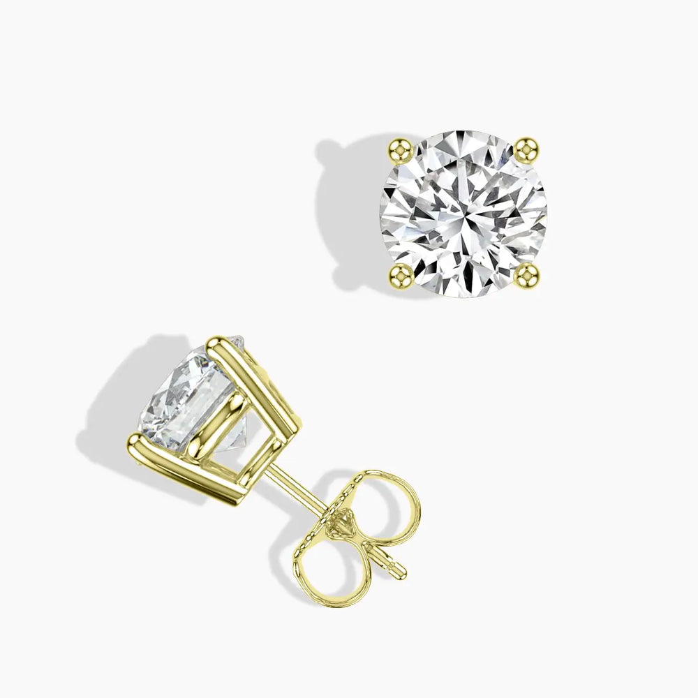 Aretes clásicos de 4 puntas y 4,00 quilates con presión en oro de 14 quilates