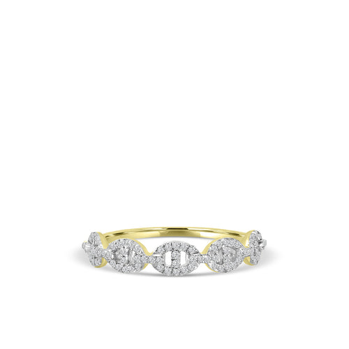 Anillo clásico de 14 KW con 4 puntas y diamantes de 0,24 quilates entrelazados en forma ovalada.