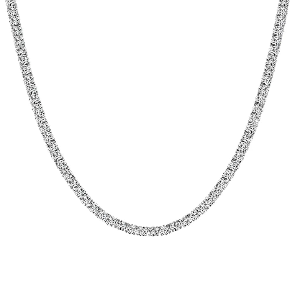 Collar de tenis clásico de diamantes de 12,00 quilates y 4 puntas de 14 KW