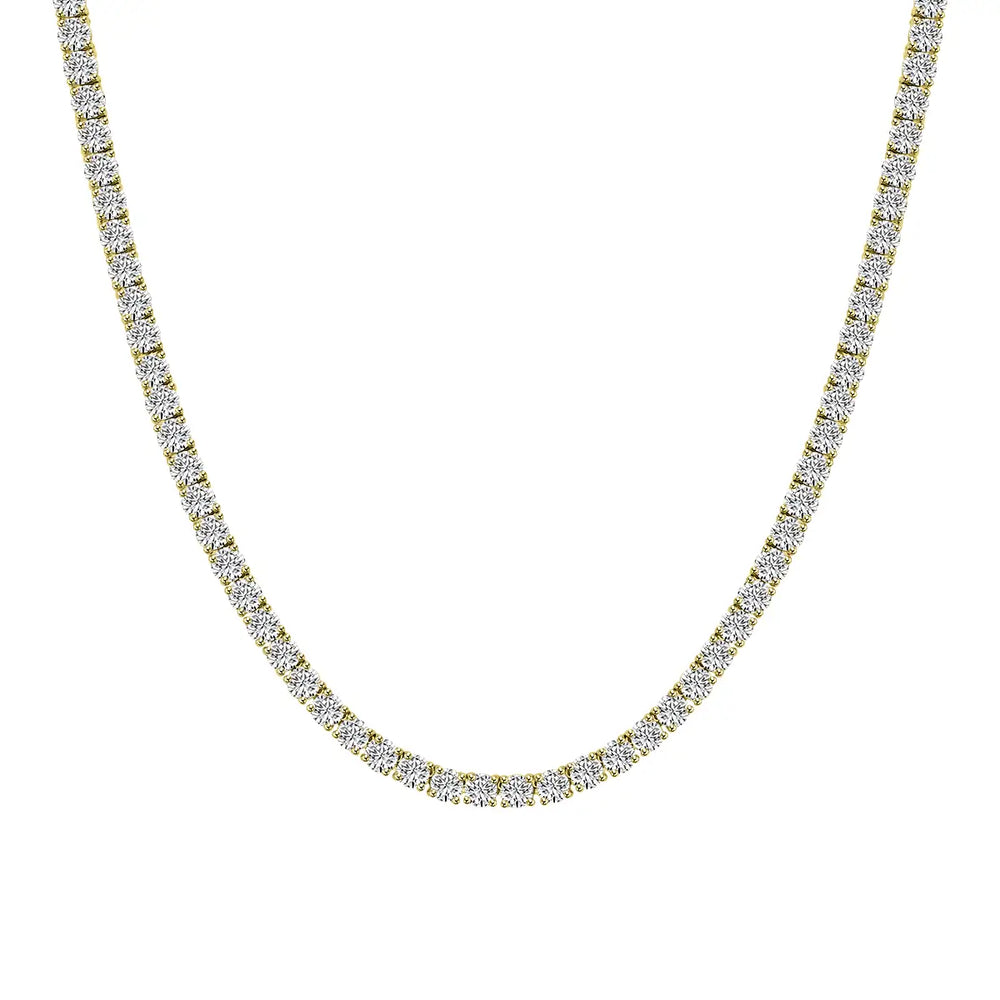 Collar de tenis clásico de diamantes de 12,00 quilates y 4 puntas de 14 KW