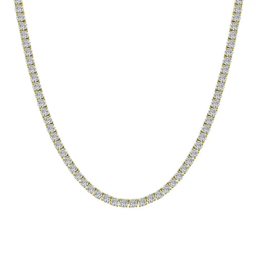 Collar de tenis clásico de diamantes de 12,00 quilates y 4 puntas de 14 KW