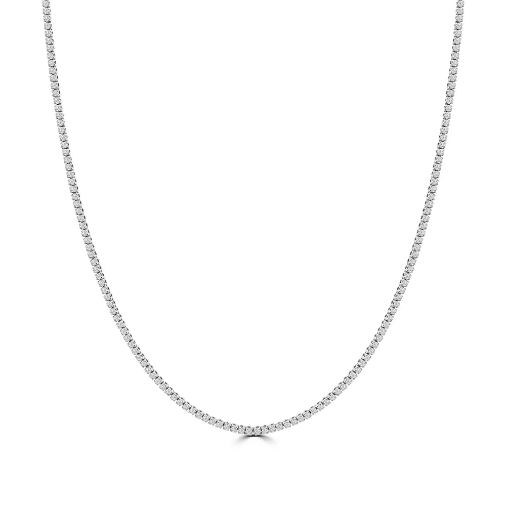 Collar de tenis clásico estándar de 14 KW con diamantes rectos de 4 puntas y 3,00 quilates