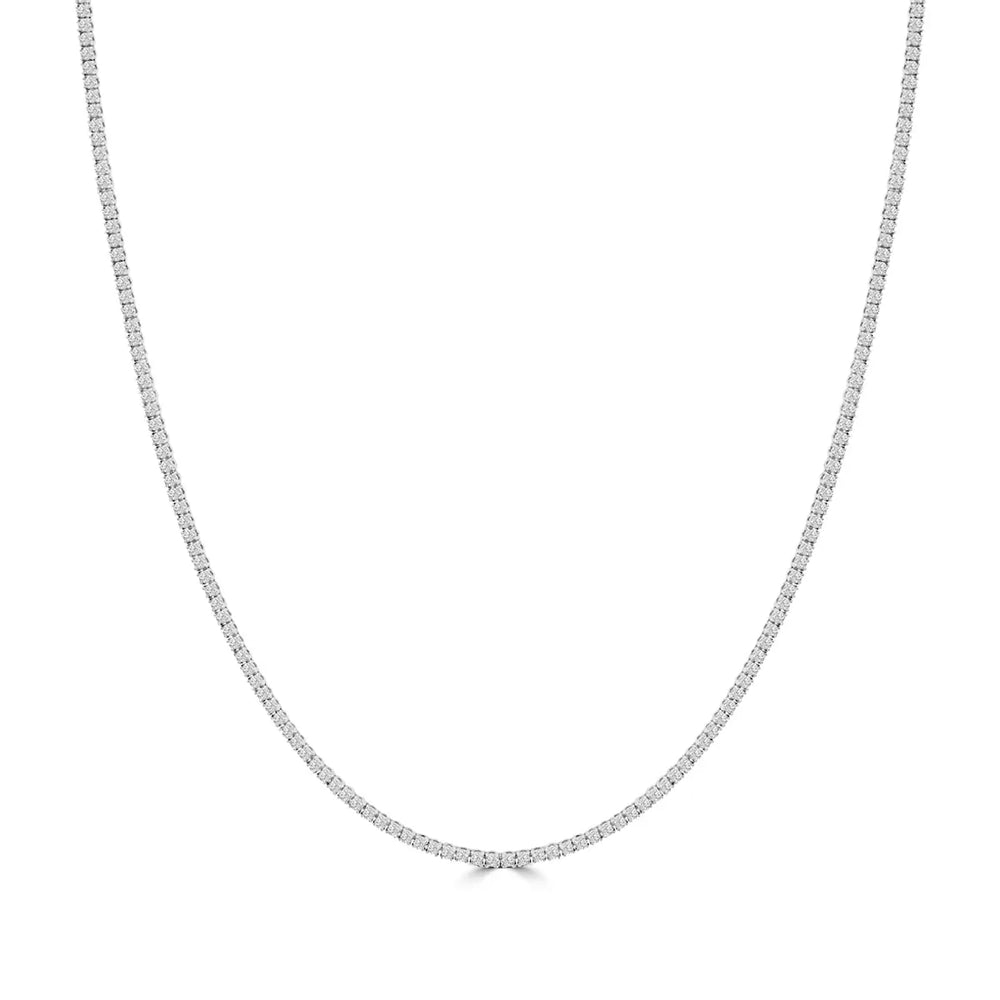 Collar de tenis clásico estándar de 14 KW con diamantes rectos de 4 puntas y 4,00 quilates