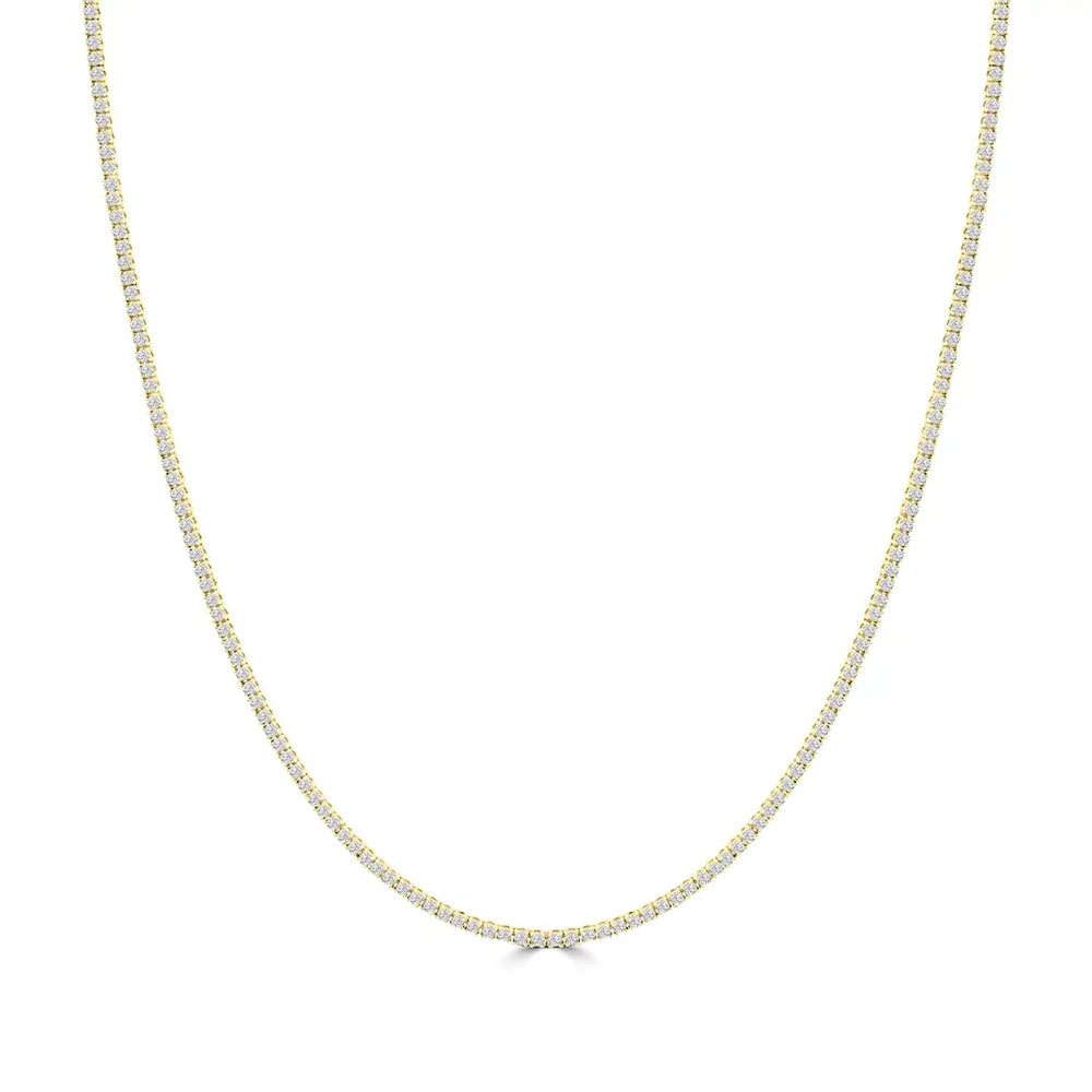 Collar de tenis clásico estándar de 14 KW con diamantes rectos de 4 puntas y 4,00 quilates