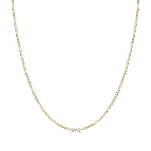 Collar de tenis clásico estándar de 14 KW con diamantes rectos de 4 puntas y 4,00 quilates