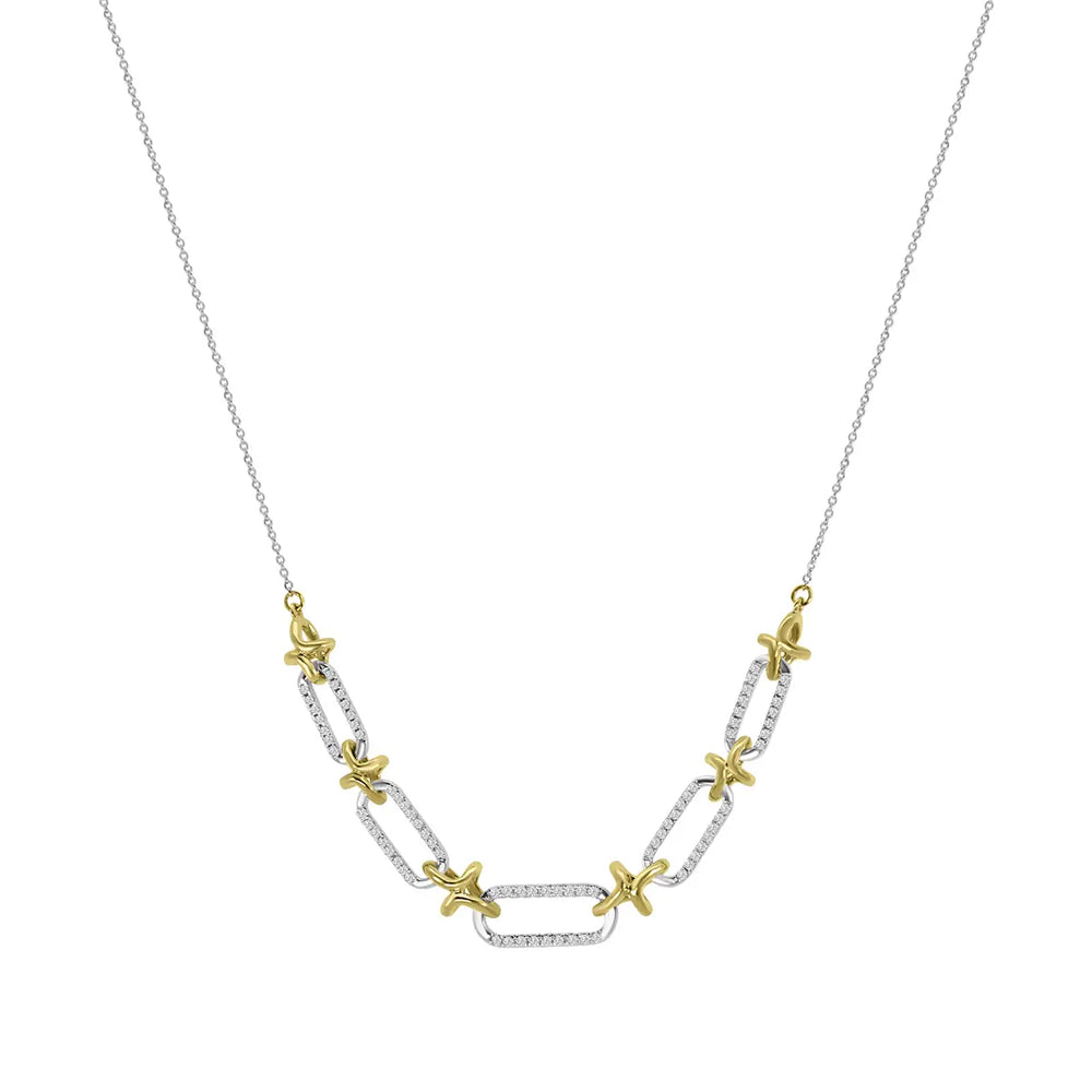 Collar clásico estándar de 4 puntas con diamantes de 0,25 quilates y cadena con clip