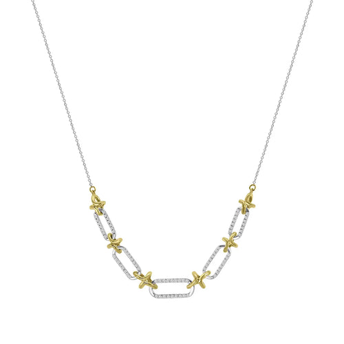 Collar clásico estándar de 4 puntas con diamantes de 0,25 quilates y cadena con clip