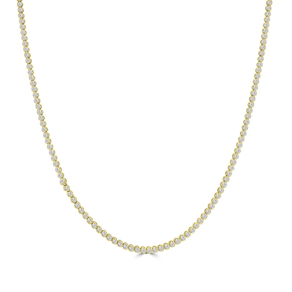 Collar clásico de tenis con diamantes rectos de 5,00 quilates y 4 puntas en engaste de corona de 14 quilates.