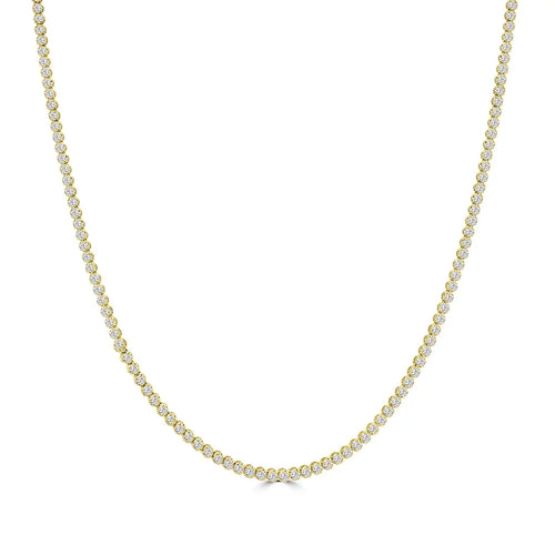Collar clásico de tenis con diamantes rectos de 5,00 quilates y 4 puntas en engaste de corona de 14 quilates.