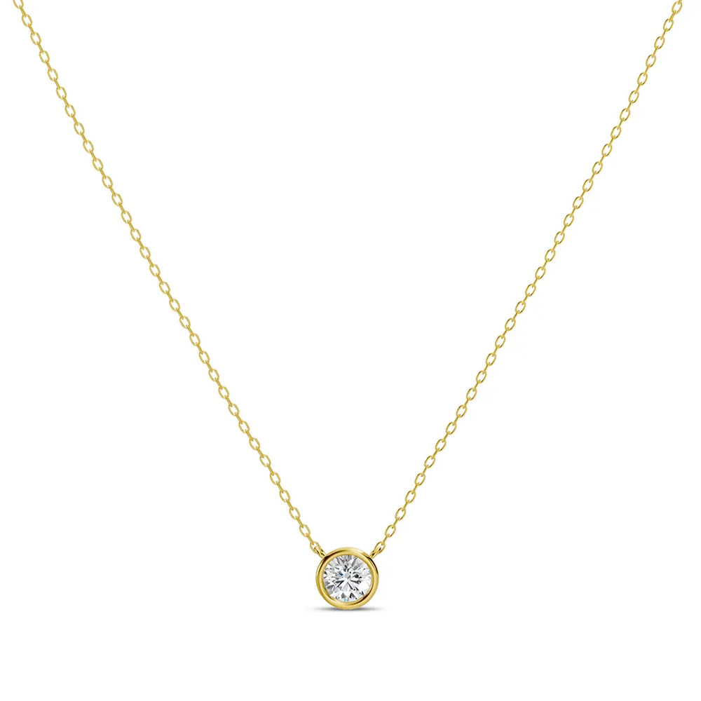Collar clásico de diamantes de 0,50 quilates con 1 piedra en oro de 14 quilates