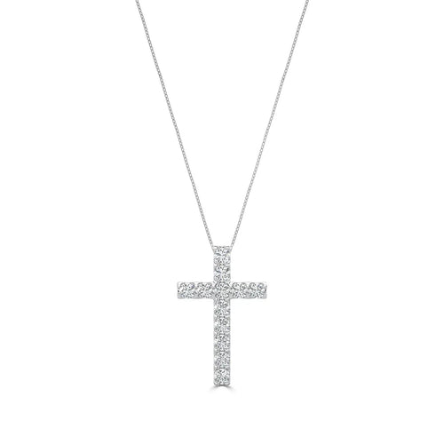 Colgante de cruz de diamantes con cadena de 14 quilates y 1,00 quilates