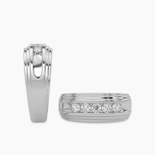 Anillo de diamantes de cinco piedras para hombre de 10 KW y 0,50 quilates con galería