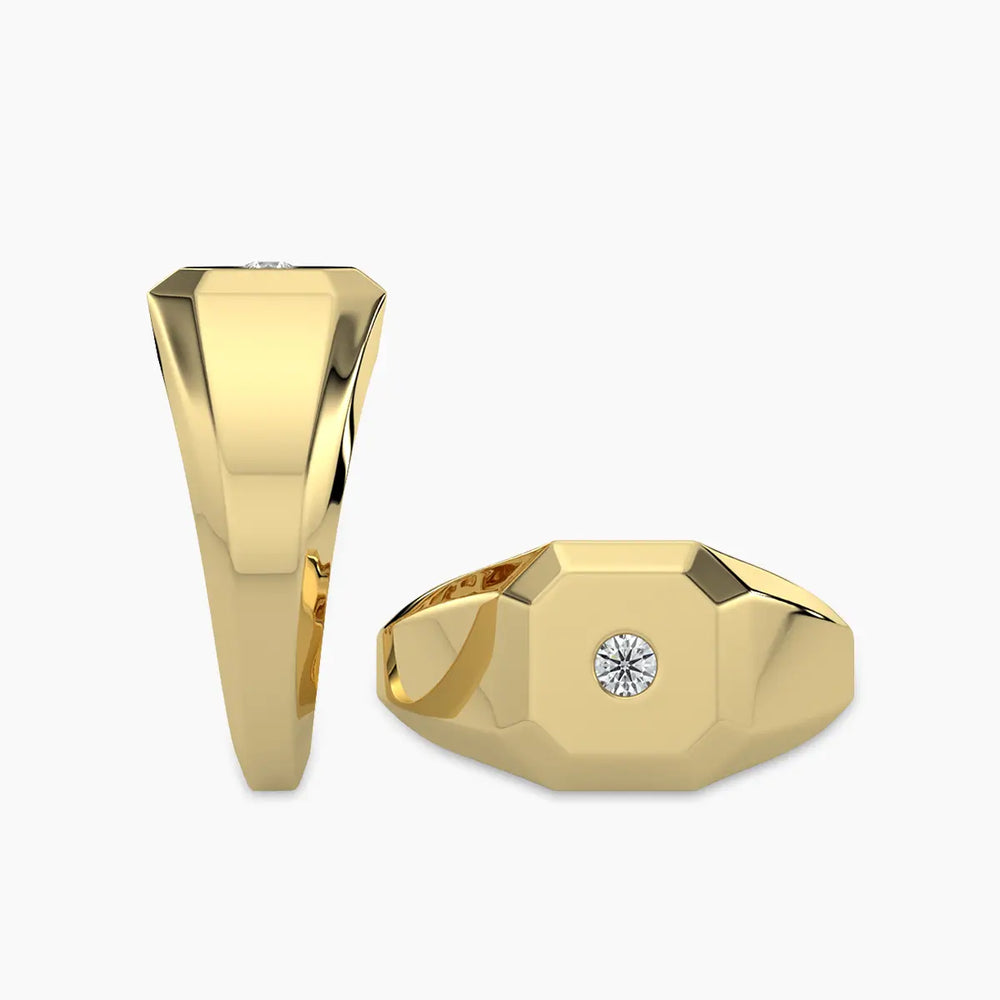 Anillo solitario de diamantes para hombre de 10 000 quilates y 0,20 quilates con galería