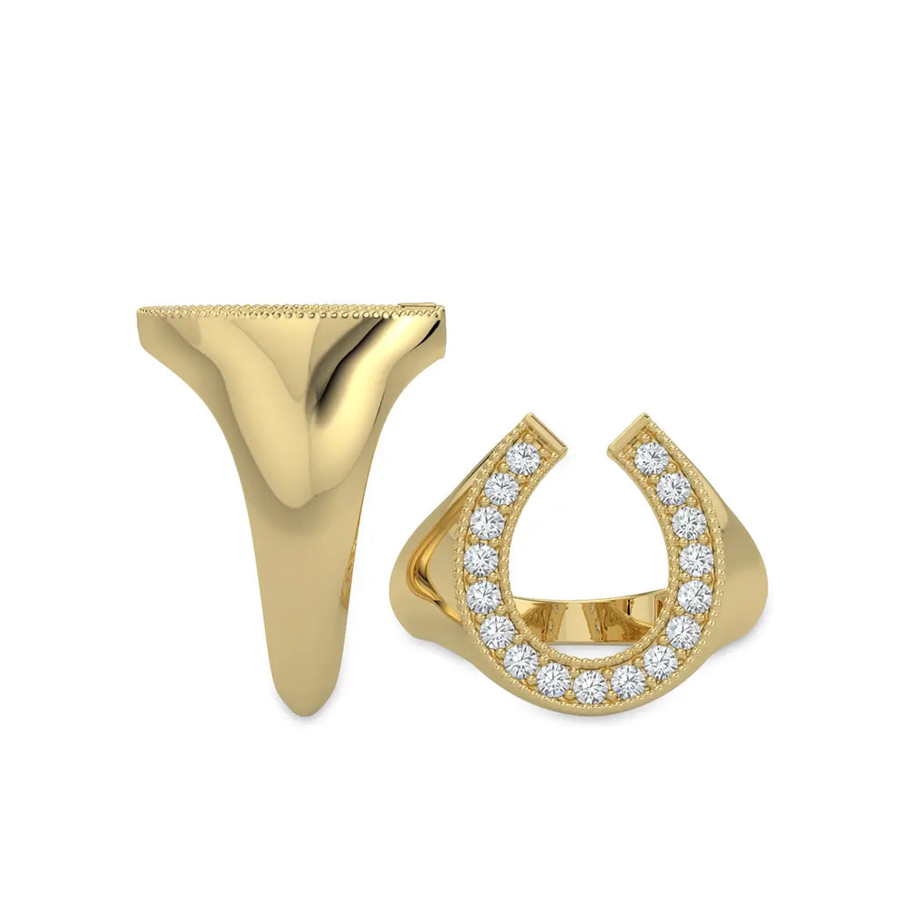 Anillo de diamantes en forma de herradura para hombre, 10 000 quilates, 0,33 quilates