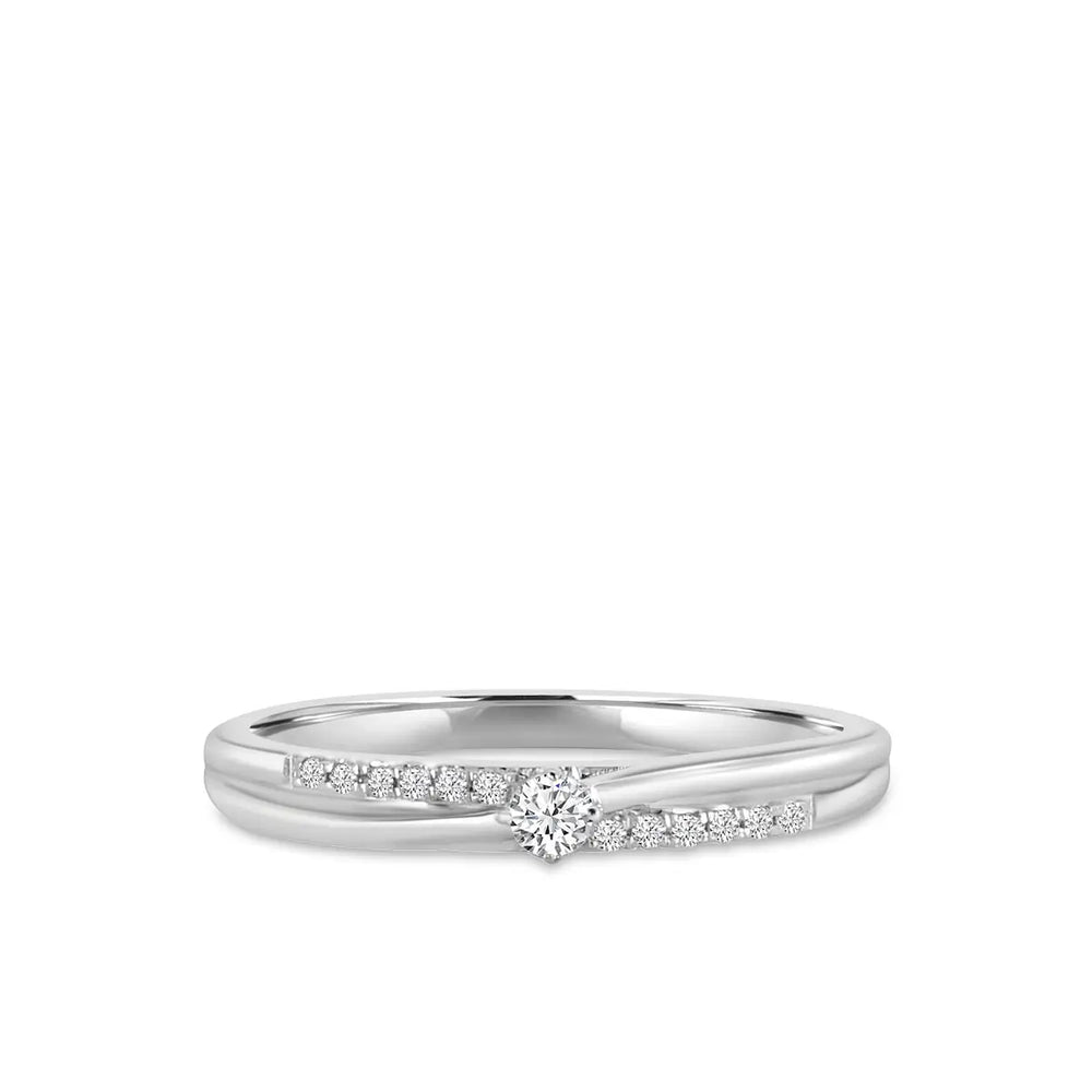 Anillo clásico de diamantes de 0,12 quilates y 4 puntas de 10 KW