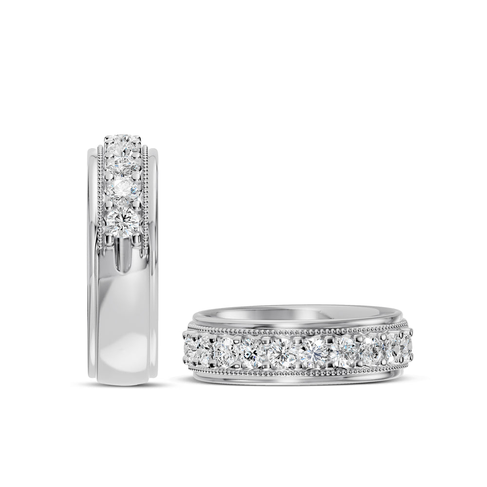 Anillo de bodas para hombre con diamantes de 14 kW y 1000 quilates engastados a máquina