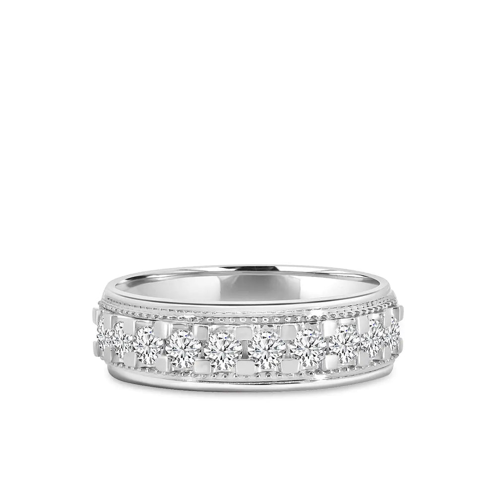 Anillo de bodas para hombre con diamantes de 14 kW y 1000 quilates engastados a máquina