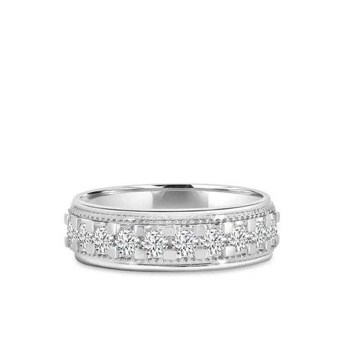 Anillo de bodas para hombre con diamantes de 14 kW y 1000 quilates engastados a máquina