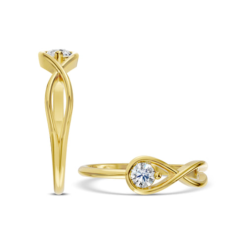 Anillo solitario de diamantes en forma de pera de 0,20 quilates y oro de 14 quilates