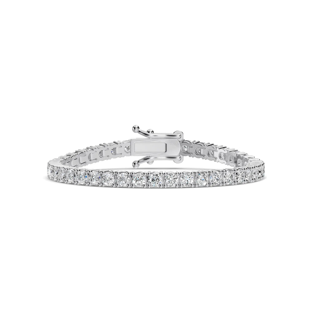 Pulsera de tenis clásica mediana de 4 puntas con diamantes de 10,00 quilates de 14 KW