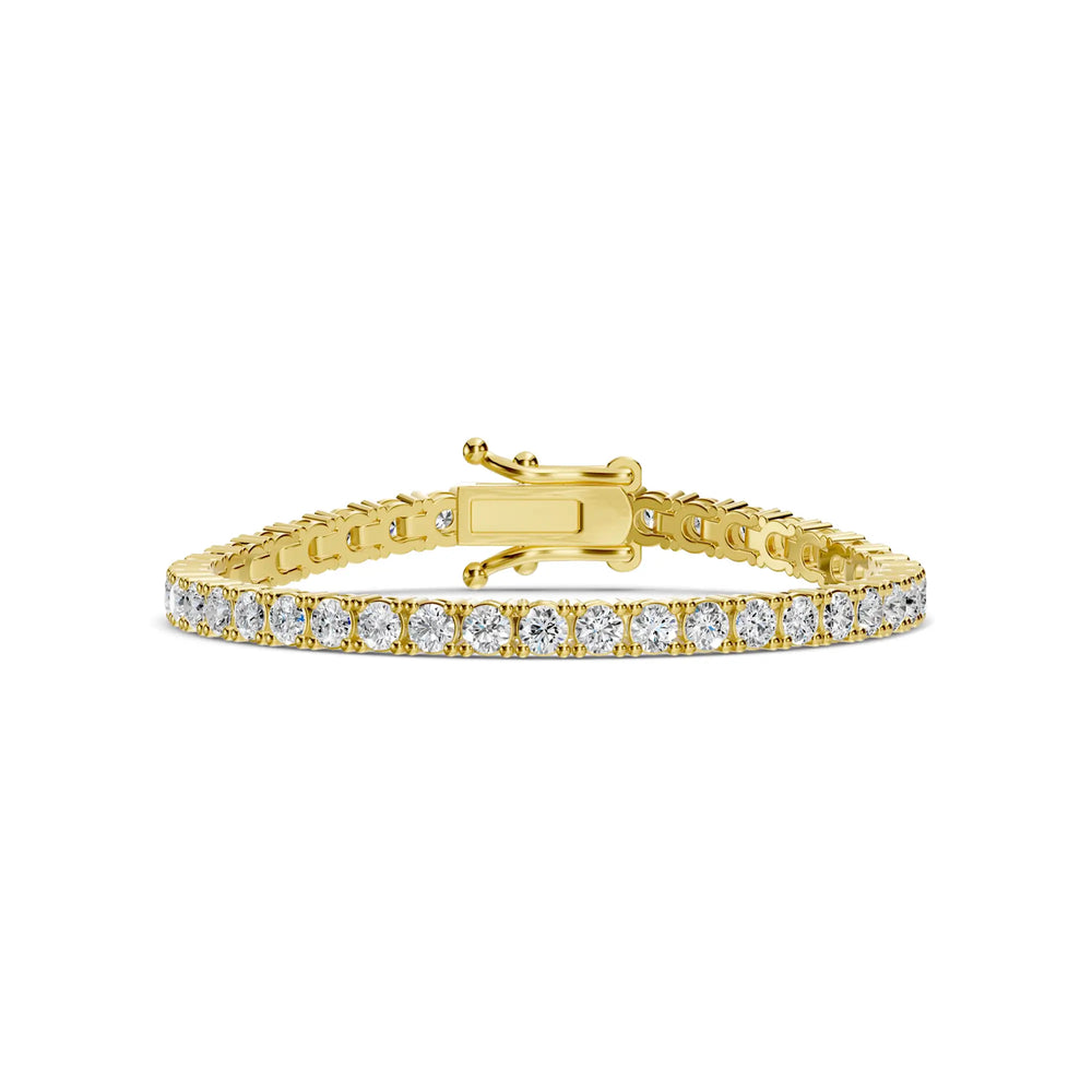 Pulsera de tenis clásica mediana de 4 puntas con diamantes de 10,00 quilates de 14 KW