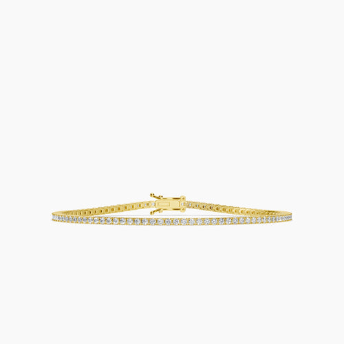 Pulsera de tenis clásica estándar de 14 KW con diamantes de 4 puntas y 1,50 quilates