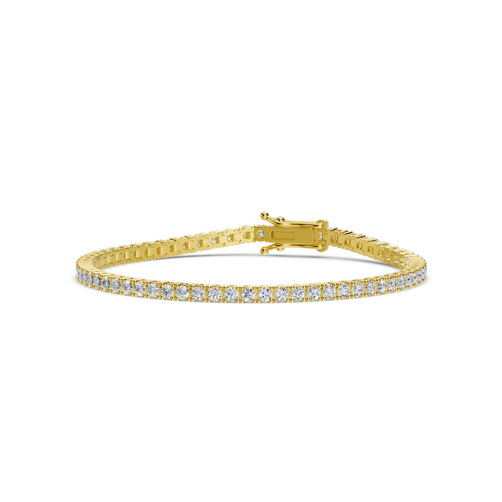 Pulsera de tenis clásica de diamantes de 4 puntas y 3,00 quilates en oro de 14 quilates