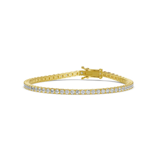 Pulsera de tenis clásica de diamantes de 4 puntas y 3,00 quilates en oro de 14 quilates
