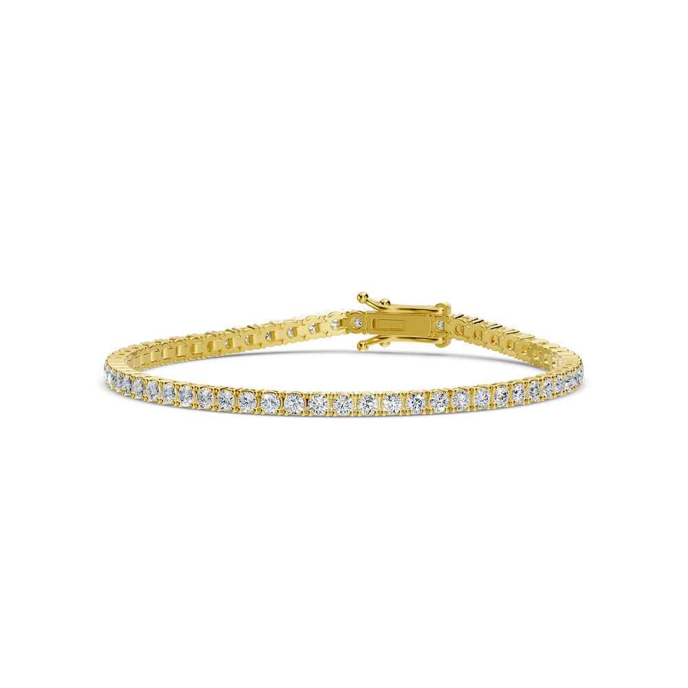 Pulsera de tenis clásica estándar de 14 KW con diamantes de 4 puntas y 4,00 quilates