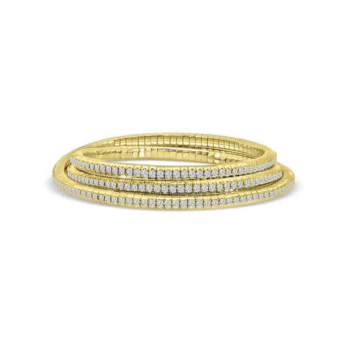 Brazalete clásico de diamantes con 4 puntas y 6,50 quilates engastados en forma de resorte de 14 quilates