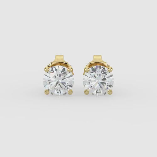Aretes clásicos de 4 puntas y 2,50 quilates con presión en oro de 14 quilates