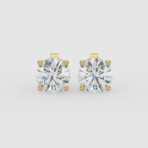 Aretes clásicos de 4 puntas y 4,00 quilates con presión en oro de 14 quilates