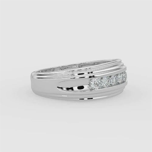 Anillo de diamantes de cinco piedras para hombre de 10 KW y 0,50 quilates con galería