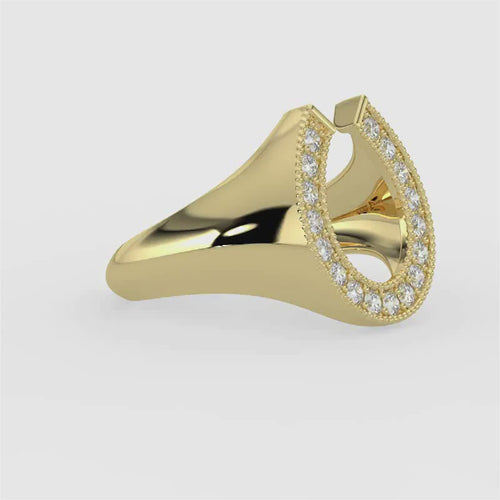Anillo de diamantes en forma de herradura para hombre, 10 000 quilates, 0,33 quilates
